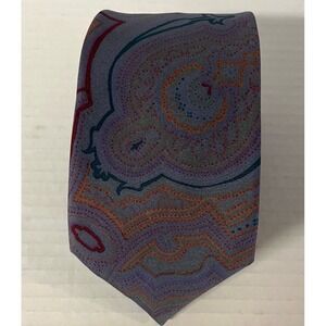 Lily Dache' All Silk Men's Tie Blue Multi‎ Color